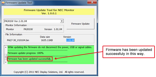 4-5. When "OK: firmware update succeeded" appears, the firmware update is complete.