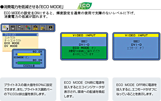 消費電力を低減させる「ECOMODE」